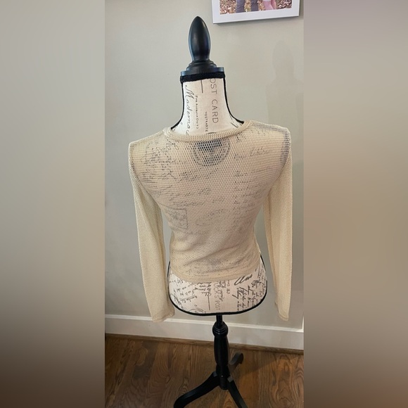 Woven Mesh Net Beige Women’s Top By “Just Polly New York” Size M - Picture 5 of 10
